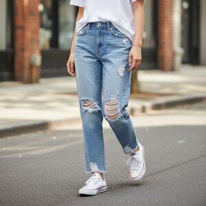 Heart Soul Womens Distressed Blue Jeans 27W NWT